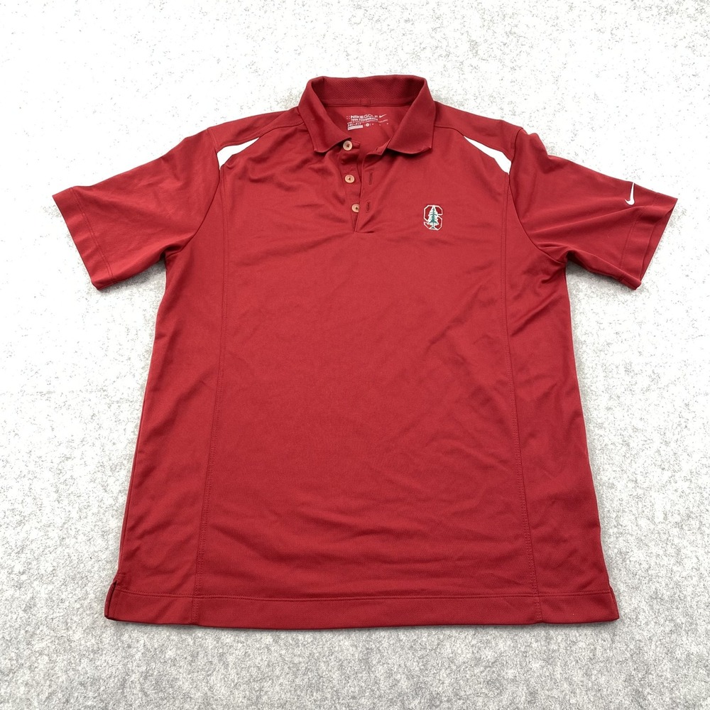 Stanford Cardinal Shirt Mens Medium Red NCAA Golf Nike Dri Fit Polo Golf